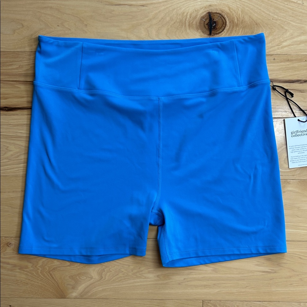 NWT Girlfriend Collective Blue Ibiza Float Run Biker Shorts | Size 5XL